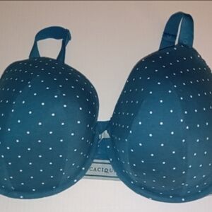 Cacique Lightly Lined Full Coverage Women's Polka Dot Bra Sz 40H